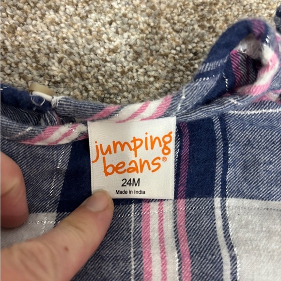 Jumping Beans 24 months toddler girl plaid flannel shirt and velvet pink pants - Picture 3 of 3